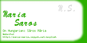 maria saros business card